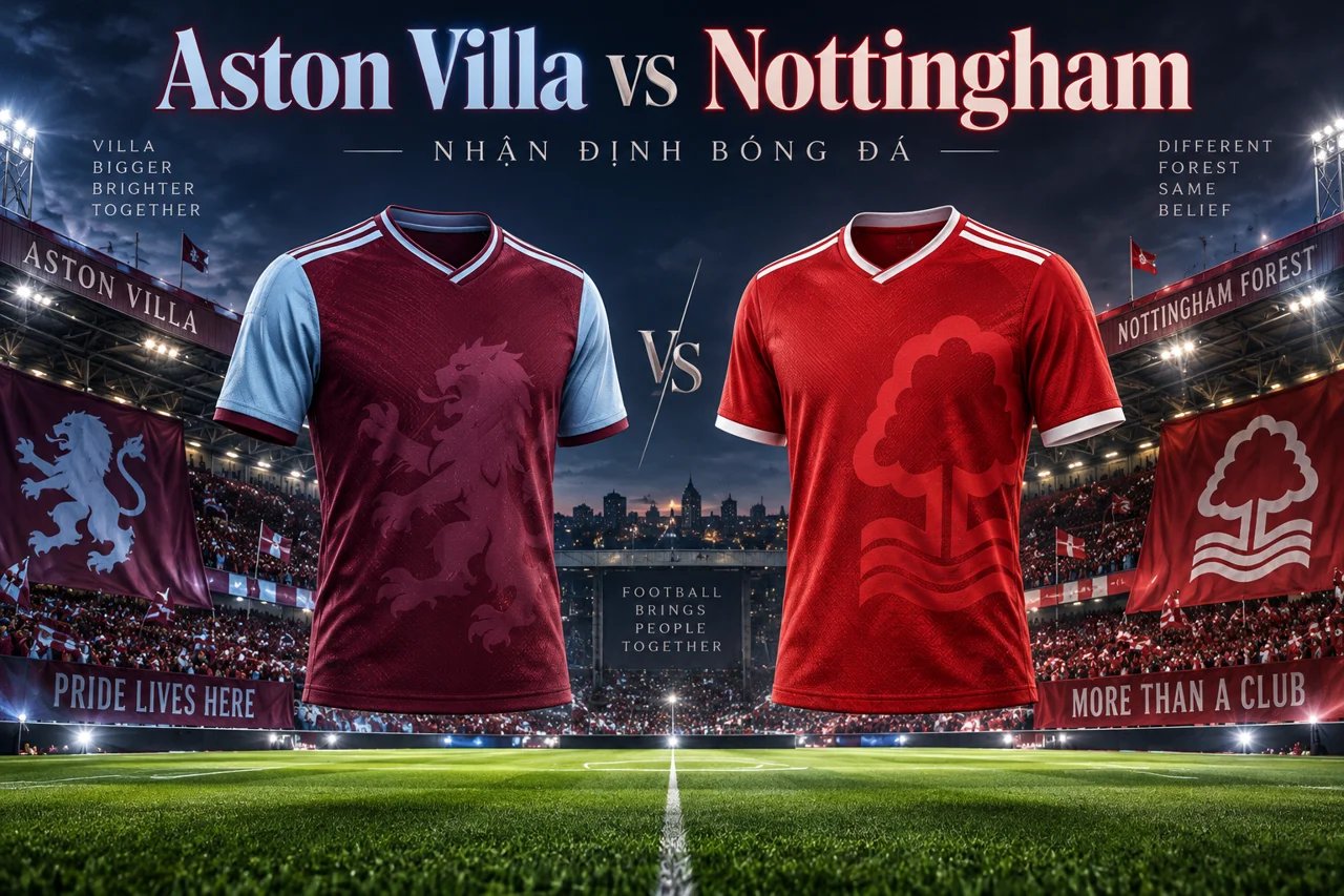 Ảnh minh họa trận đấu Aston Villa vs Nottingham, không phải ảnh chụp trận đấu.
