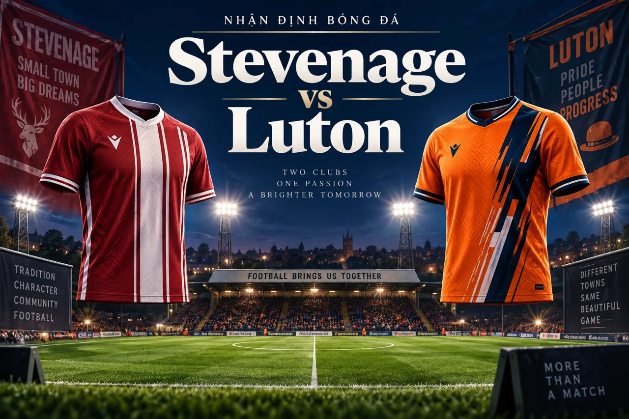 Ảnh minh họa trận đấu Stevenage vs Luton, không phải ảnh chụp trận đấu.